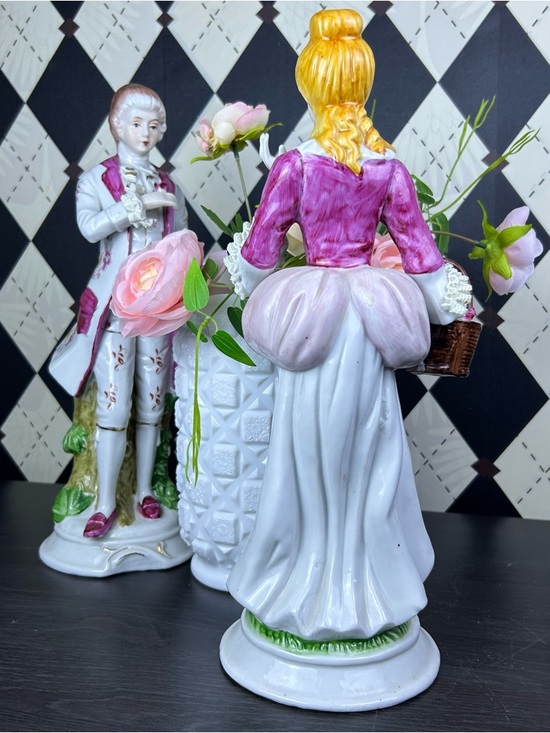 Large Victorian Lady 14” Porcelain Figurine Rococo Style 14 Inch Statue Vintage - Picture 14 of 17